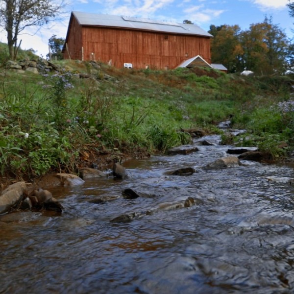 Stream near barn in the Catskill Mountains