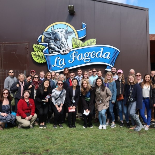 students visiting the dairy farm