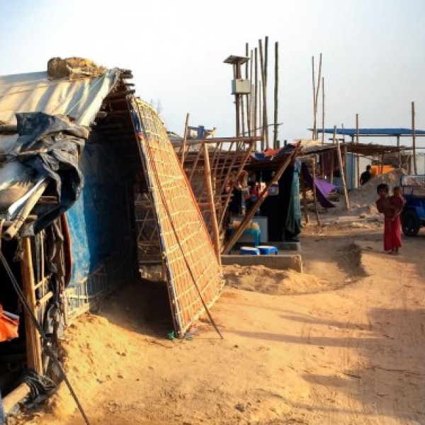 Tents housing children at a Rohingya refugee camp in Bangladesh.