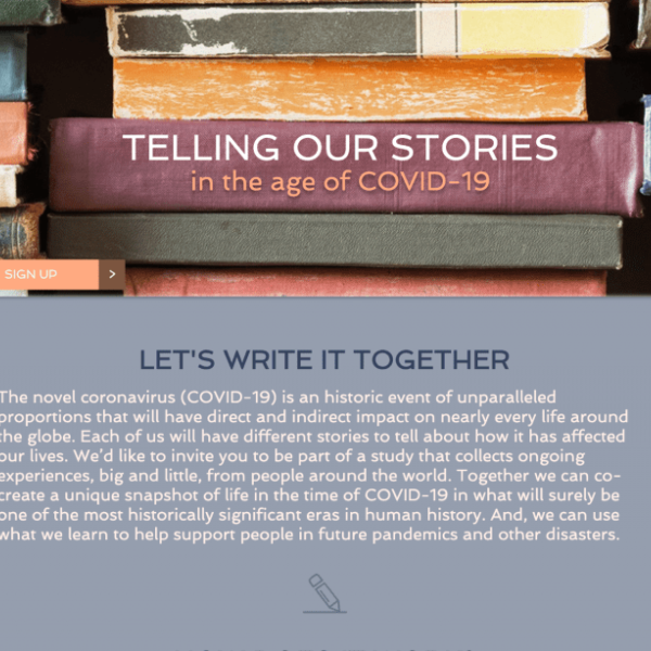 Screen grab of telling our stories invite 