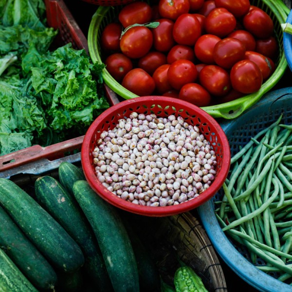 Harvested food on display