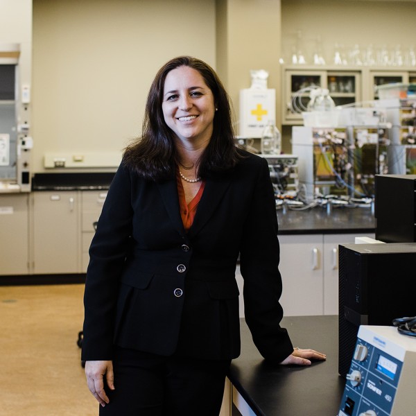 Jillian Goldfarb stands in her lab