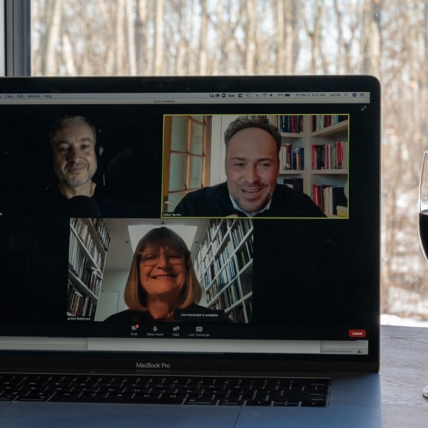 Speakers at the B.E.V. NY event lead a discussion via zoom.