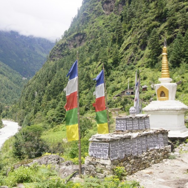 A shrine on a hill in Tibet