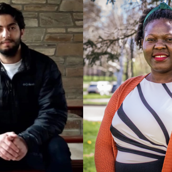 Headshots of Rafid Bendimerad (left) and Angela Nankabirwa (right)
