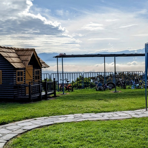 House and path with mountain views