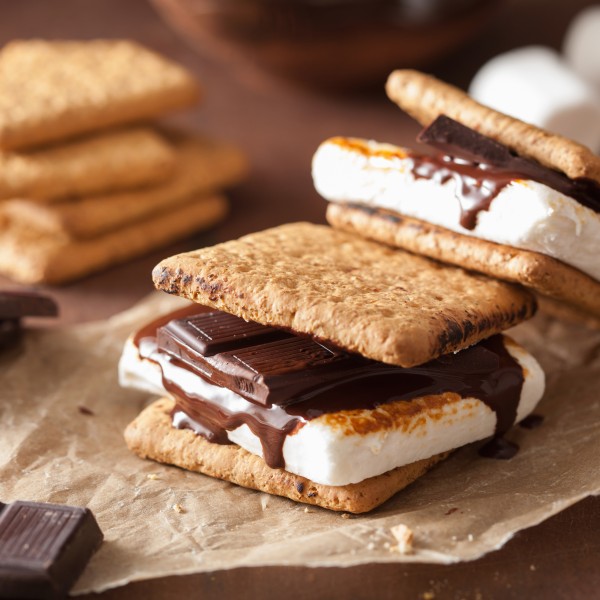 close-up of smores