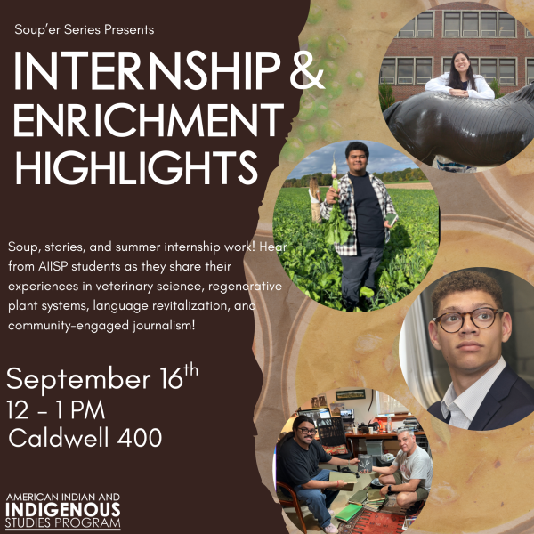 A poster featuring photos of students at their summer internships.