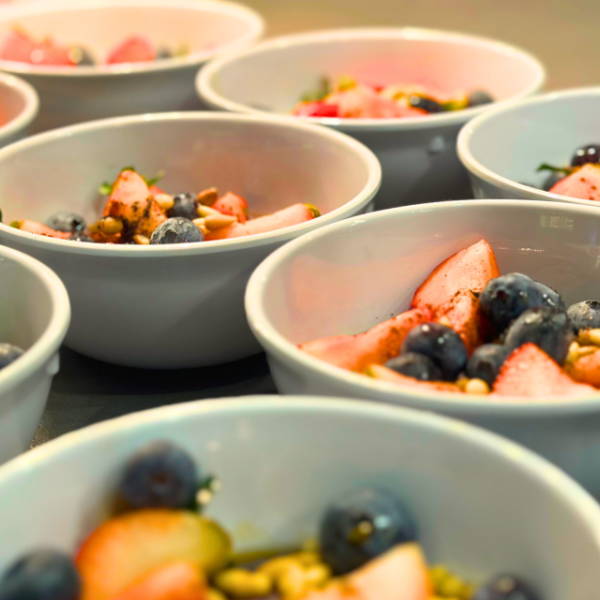 Bowls of berries and other fruit