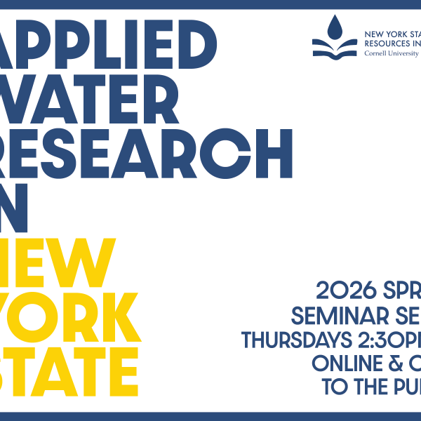 Graphic with the text applied water research in New York State 2026 spring seminar series