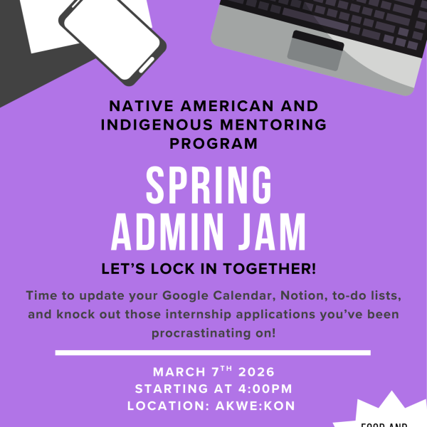 Purple poster with a computer.