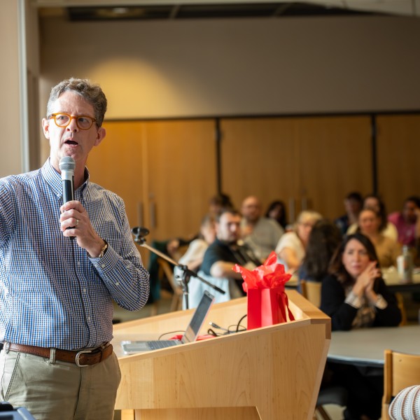 Andy Turner, director of CCE, gives closing remarks during the final day of the In-Service (Credit: R.J. Anderson/CCE) 