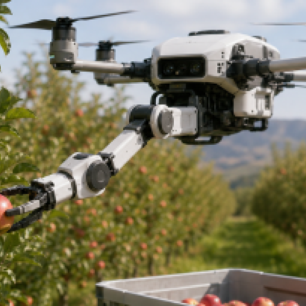 Drone in apple orchard