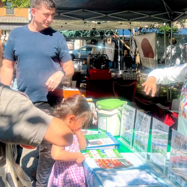 Provided Allison Anderson (right), of Pelham, New York, tables for the Village of Pelham Sustainability Advisory Board, which she helped resurrect as part of the Cornell Climate Stewards program.