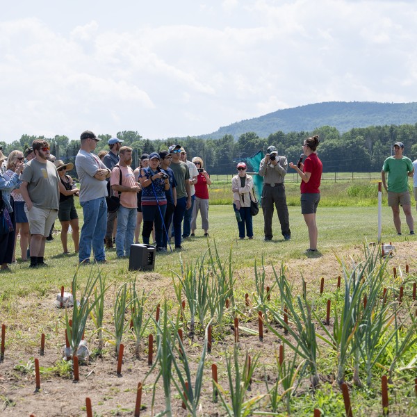 A large group of people at the farm