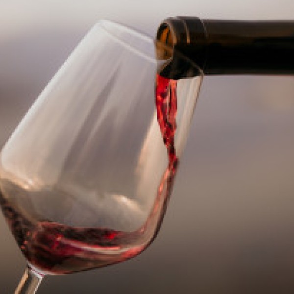 Wine poured into a glass