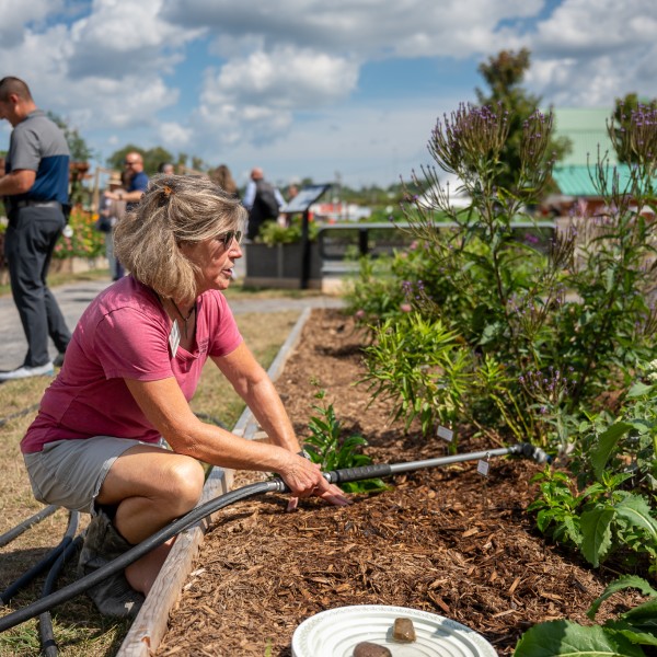 Kathys Burns in the Voice of the Farmer garden at the NY State Fair.
