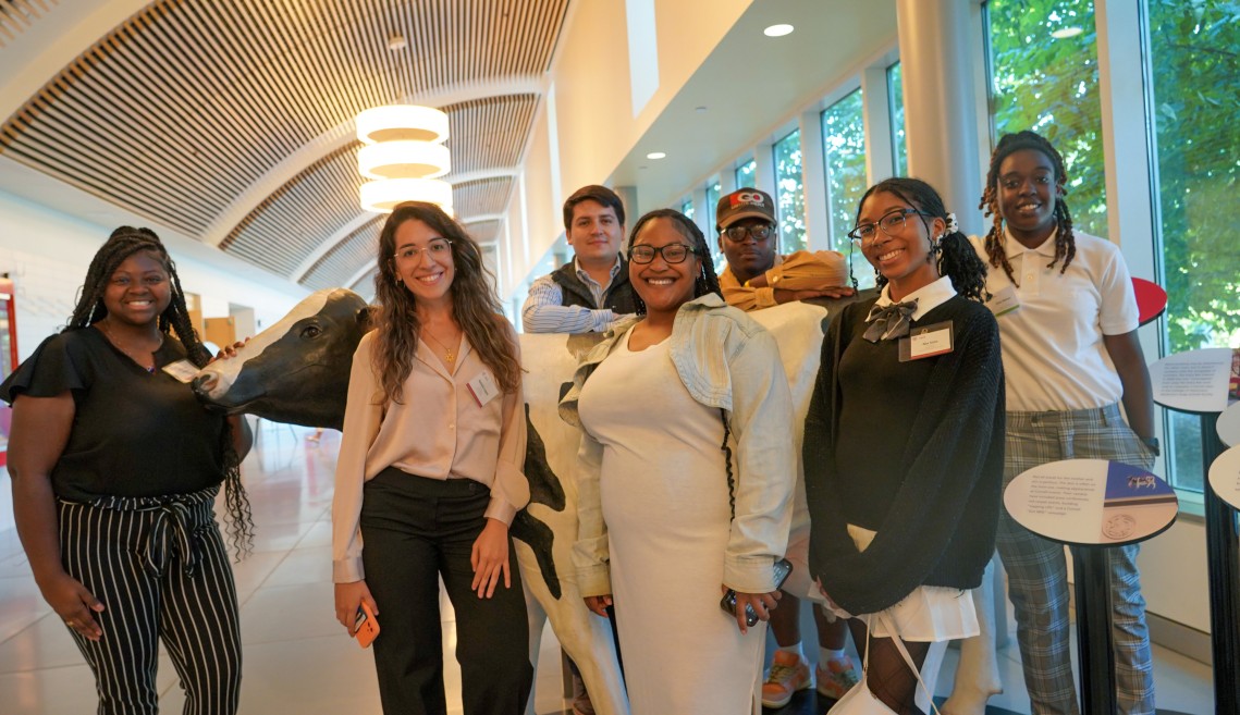a group of students stand together