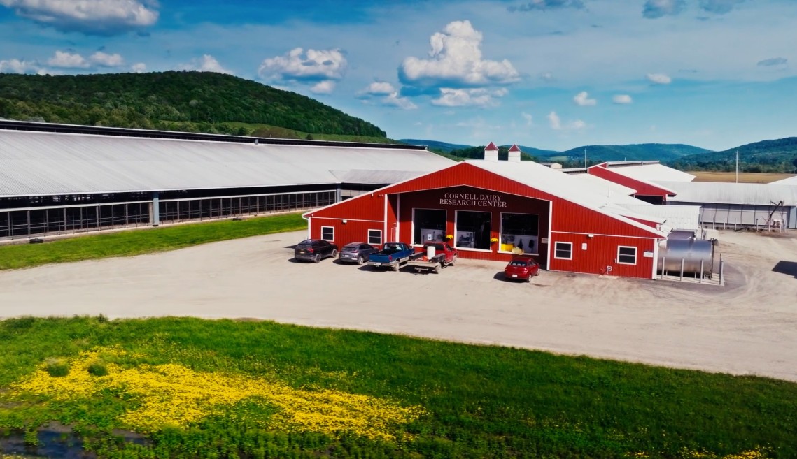 the front of a dairy barn