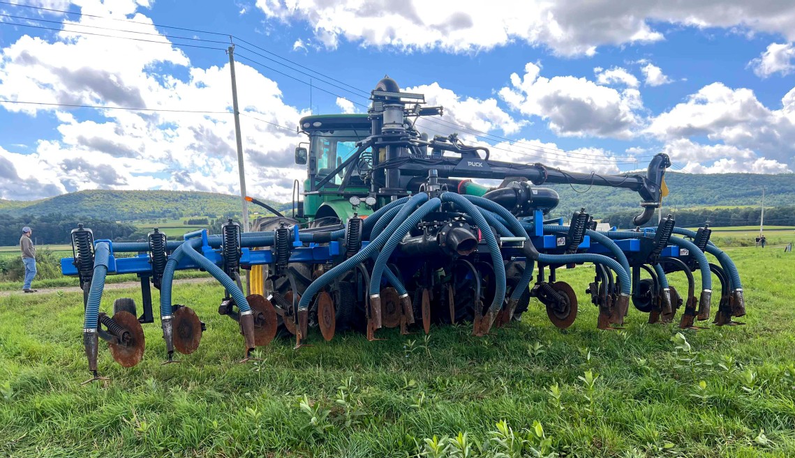 a manure injector in a field