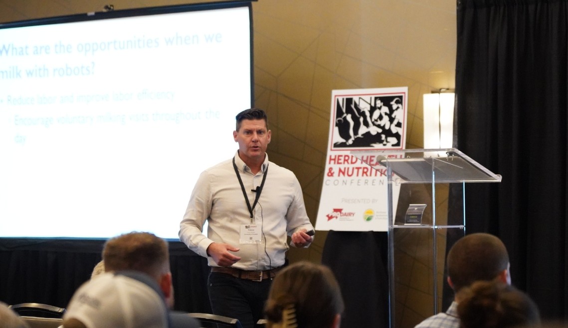 Trevor DeVries presents during 2026 Herd Health and Nutrition Conference