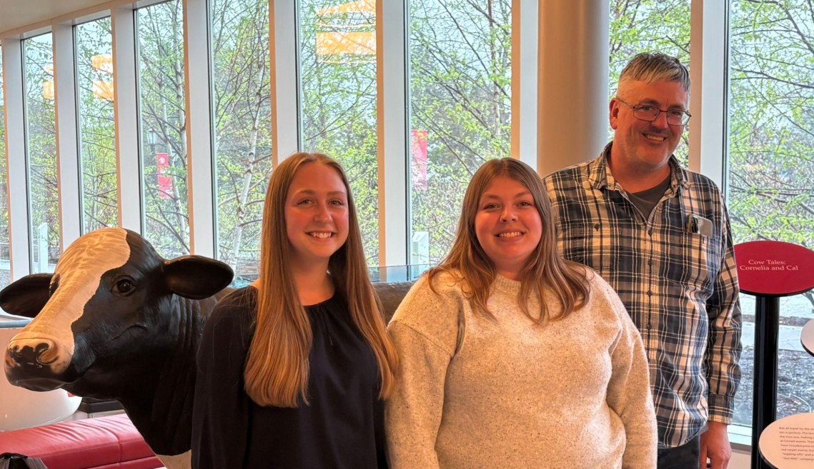 PRO-DAIRY interns Kelly Bliss and Taylynn Tryon with Aaron Weiss, owner and agricultural engineer at A. Weiss Engineering PLLC. Photo credit: Kirsten Workman,