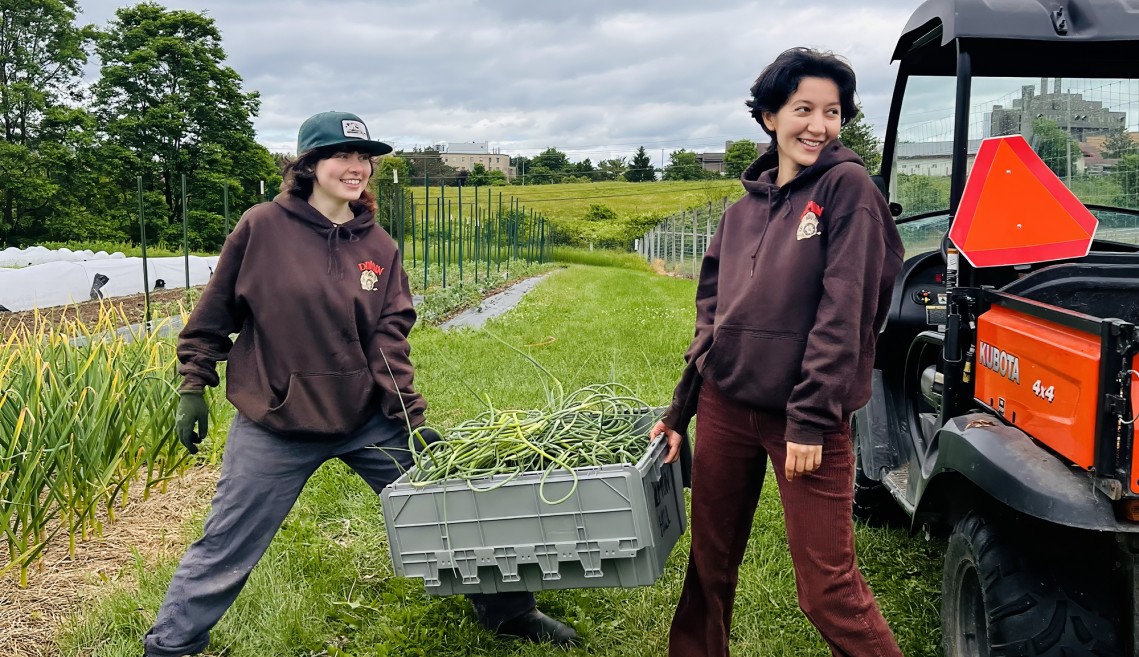 students at the farm