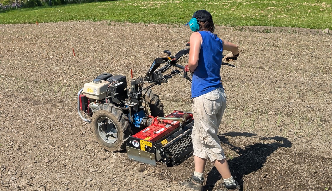 A student tilling a field