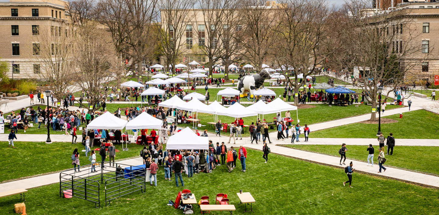a wide shot of the ag quad at Cornell University