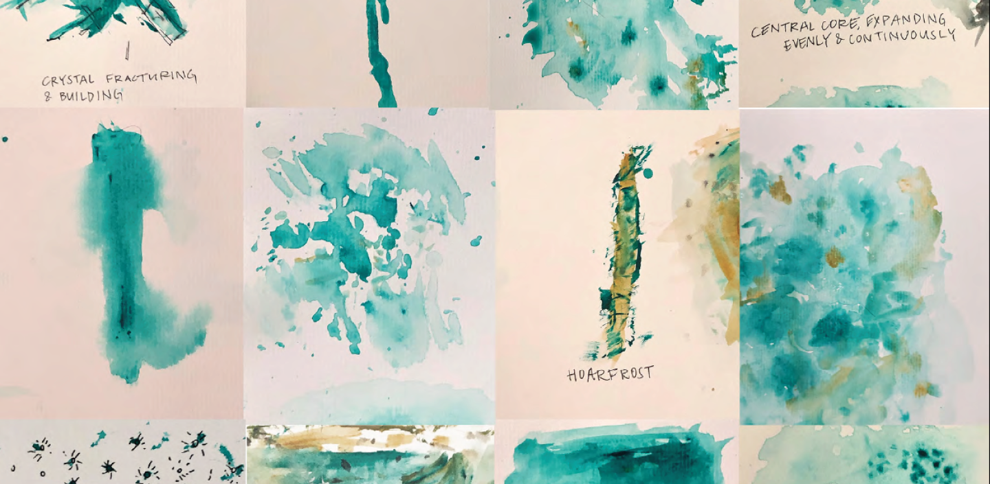 images of blue marks on beige paper