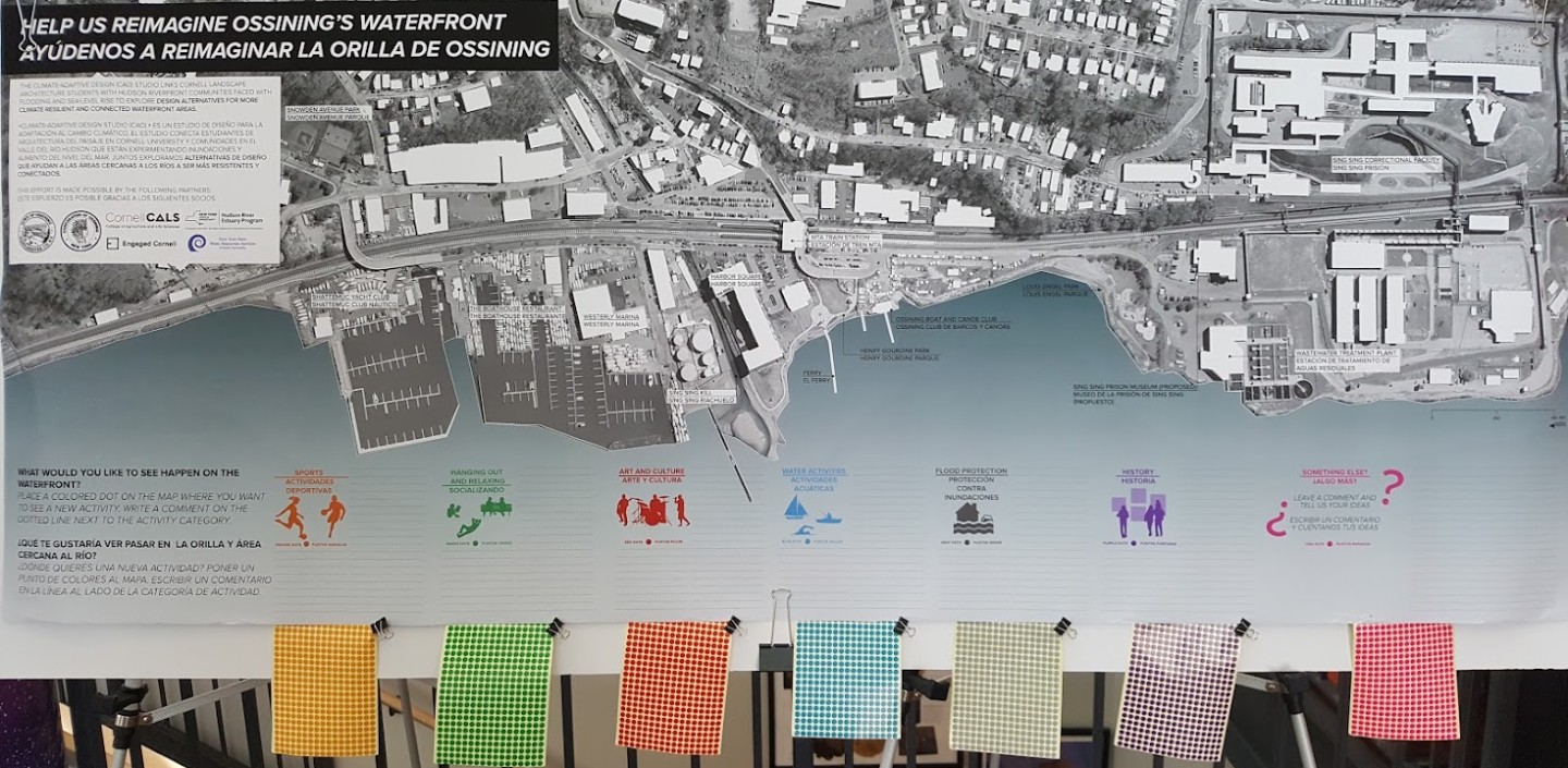 Example of a bilingual map of a waterfront.
