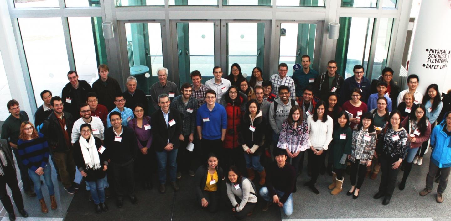 a group photo of conference participants from above