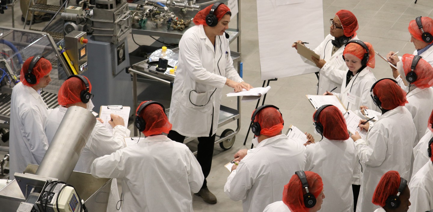 Students participate in training in Seneca Foods Foundation Pilot Plant