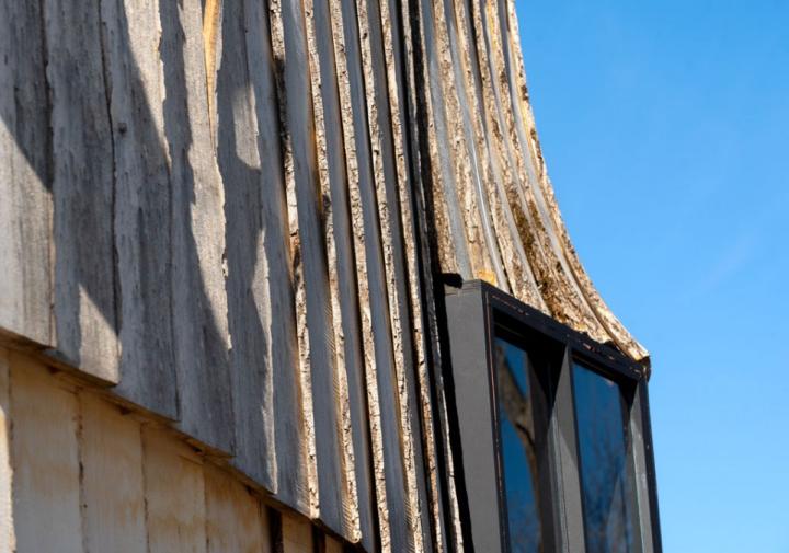 The exterior of a wooden cabin