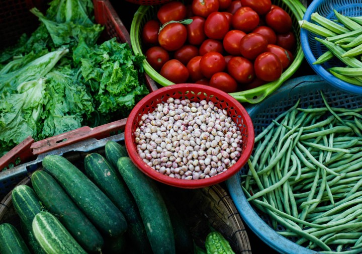 Harvested food on display