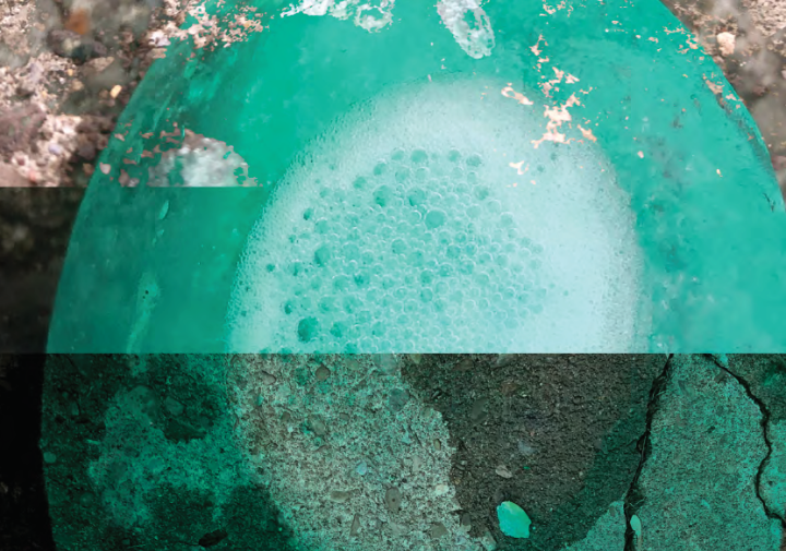 collage of blue rock with two shades