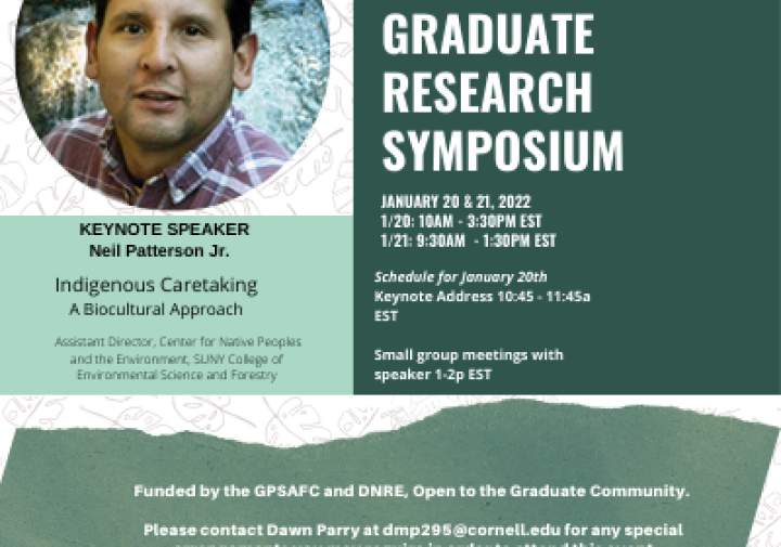 A picture of the keynote speaker, Neil Patterson, Jr. who will speak 1/20. Symposium hours are 1/20 from 10-3:30, 1/21 from 9:30-1:30.