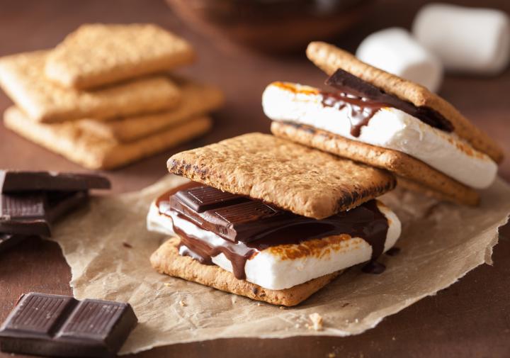 close-up of smores