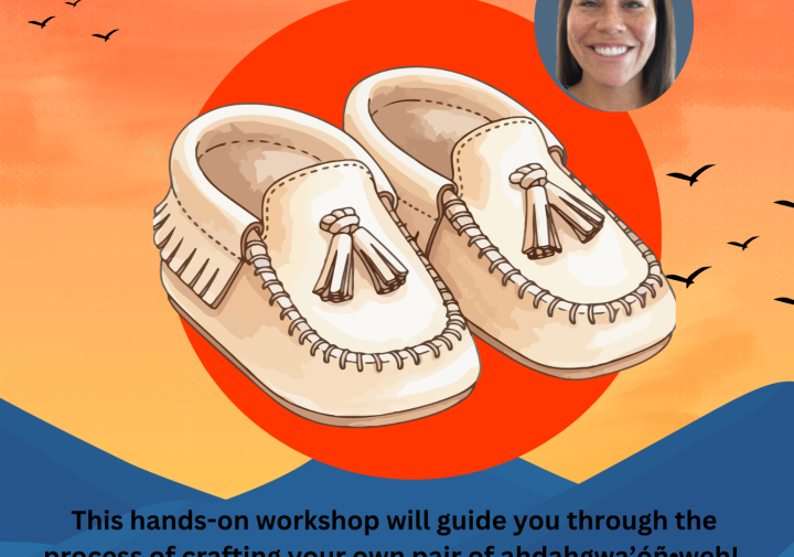 A poster featuring a picture of Hawi and moccasins.