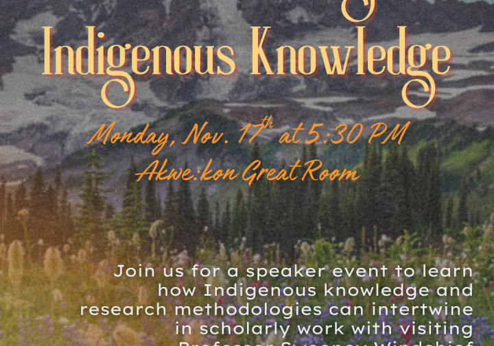 A poster for a speaker event with a mountain and field on it.