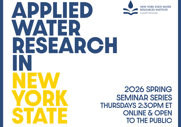 Graphic with the text applied water research in New York State 2026 spring seminar series