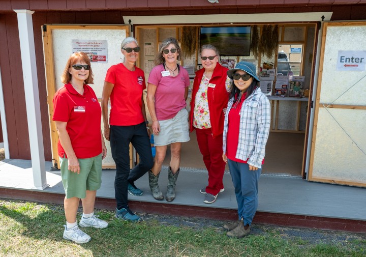 Kathy and crew at state fair voice of the farmer garden.