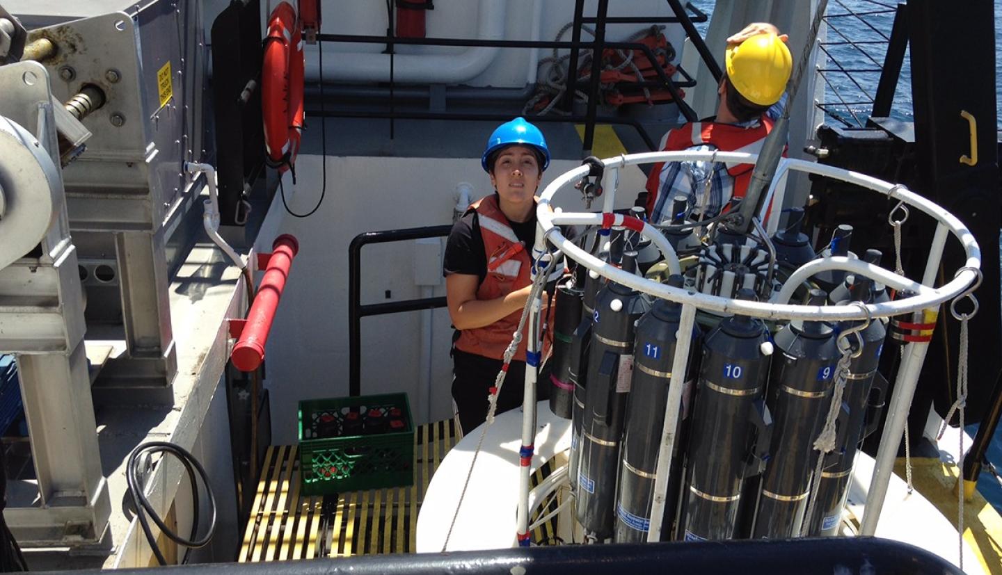 Students on a research boat