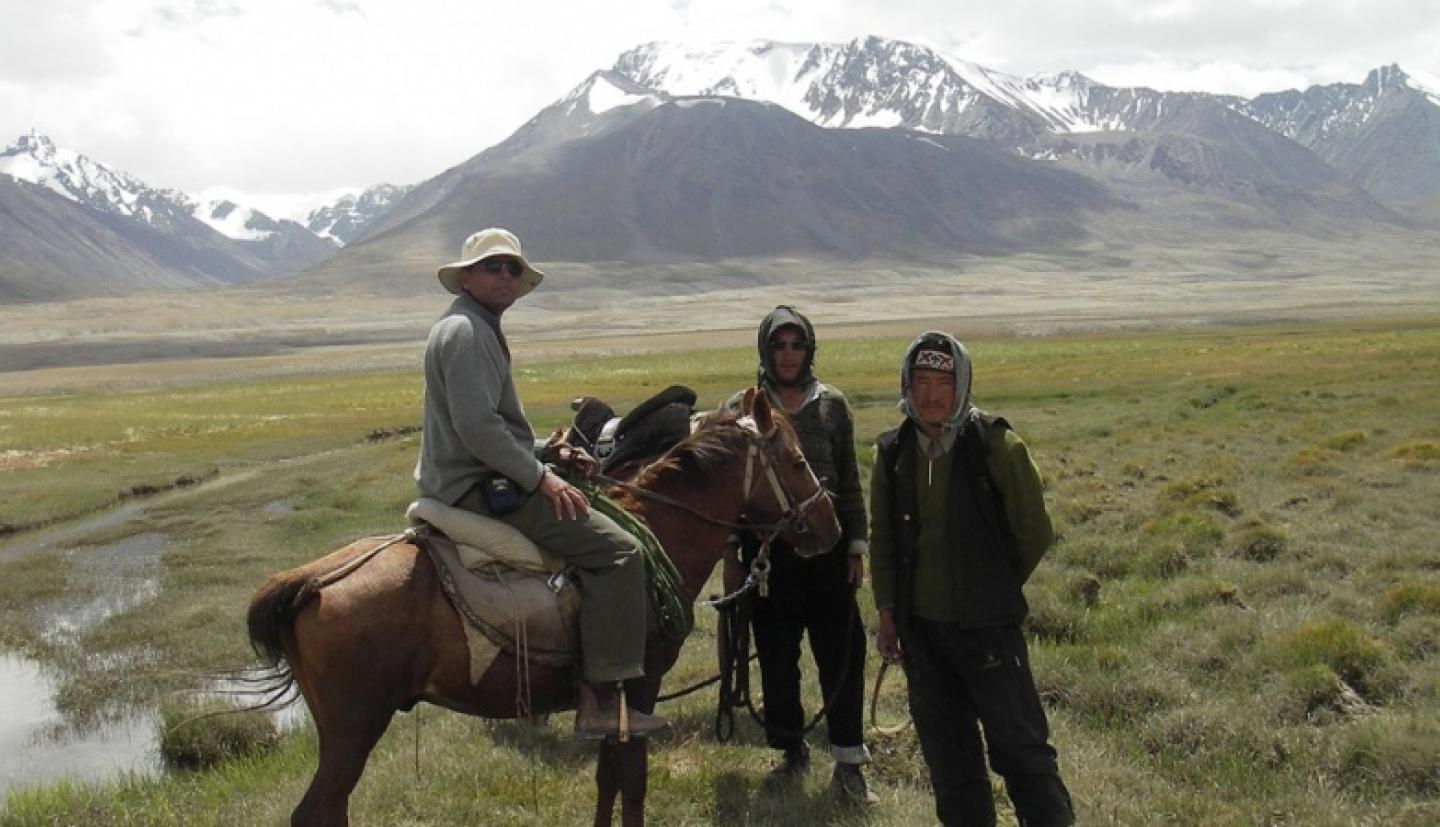 Researchers on foot and horseback 