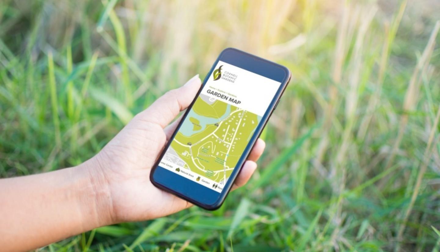 Mobile phone with Garden Map displayed