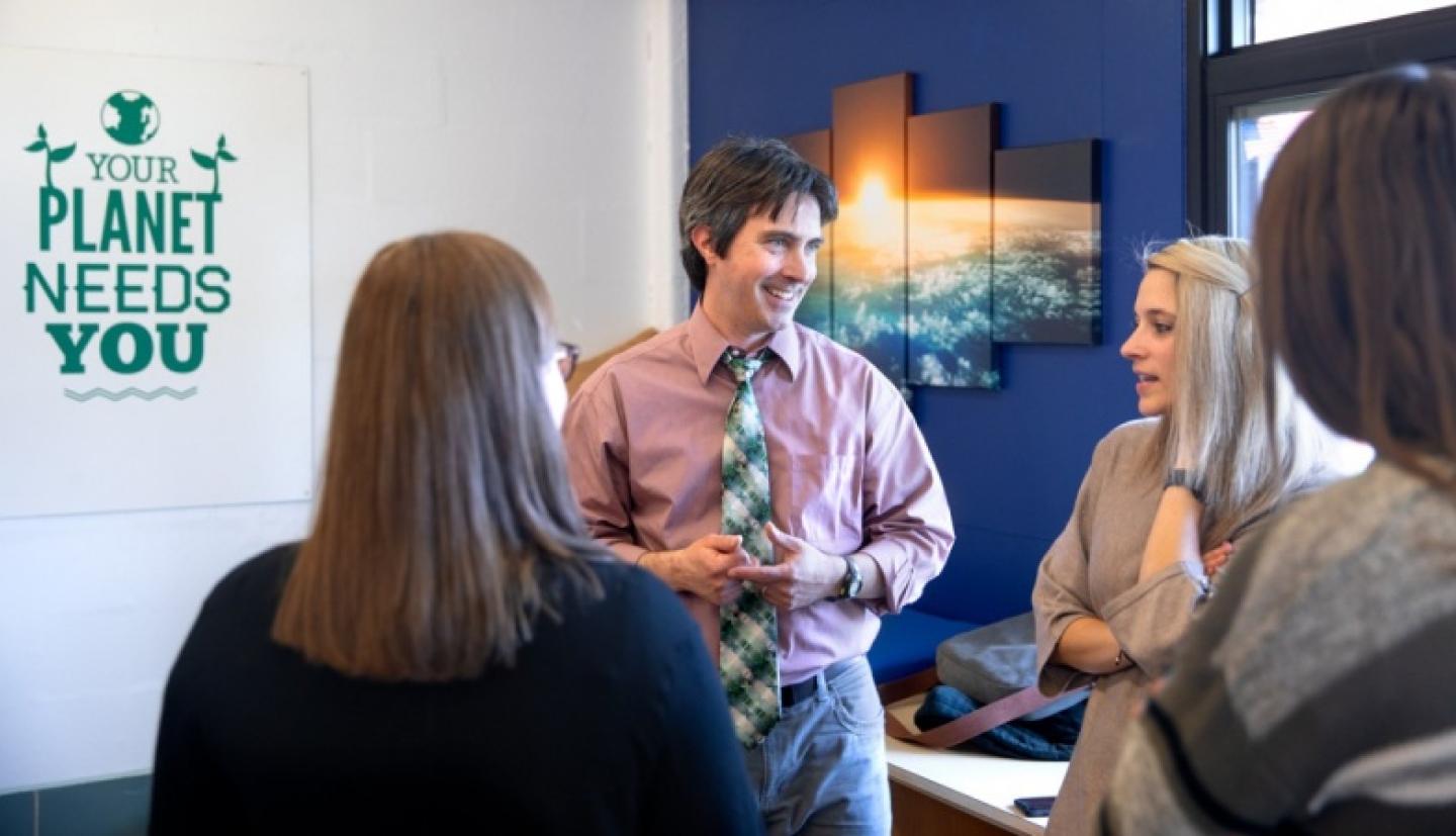 Bryan Duff speaking with teachers