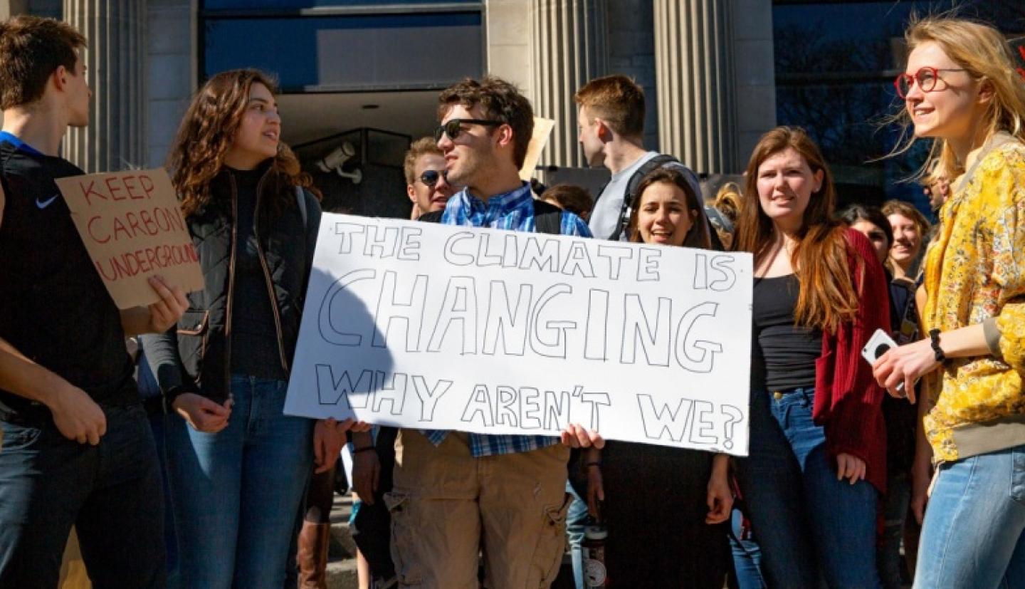 Students participating in the Global Climate Strike
