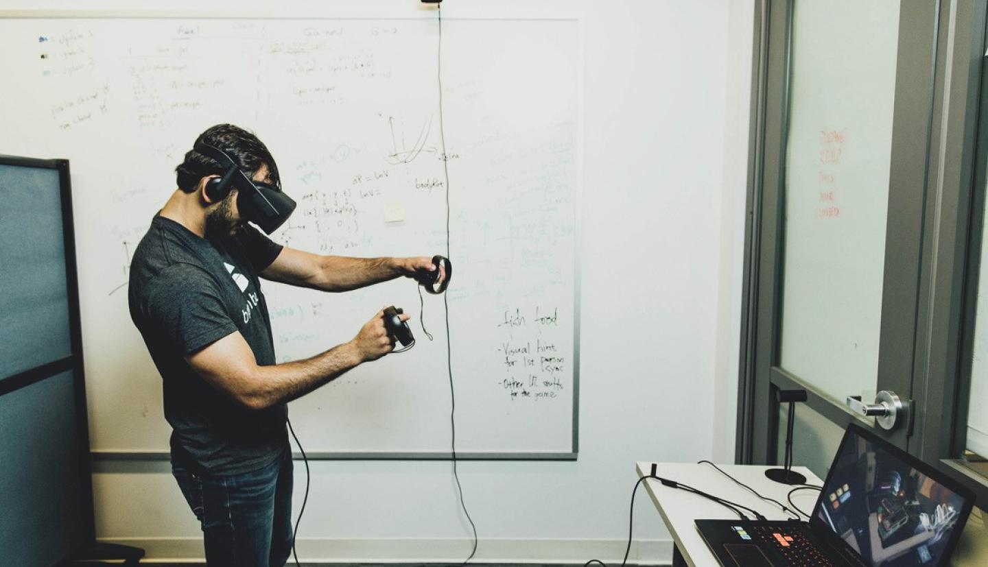 Connor Lapresi wearing a VR headset