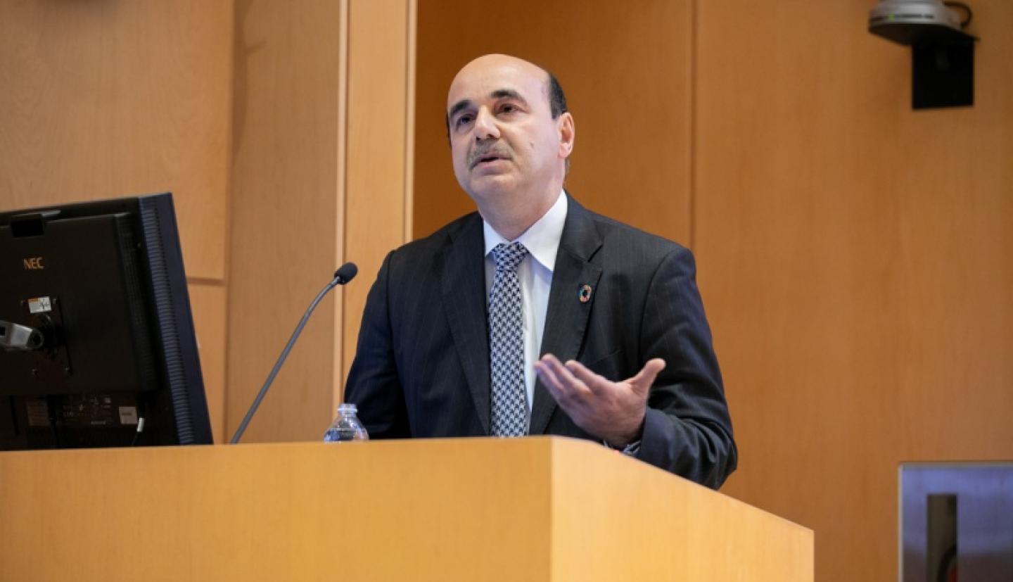 Mukherjee addresses audience