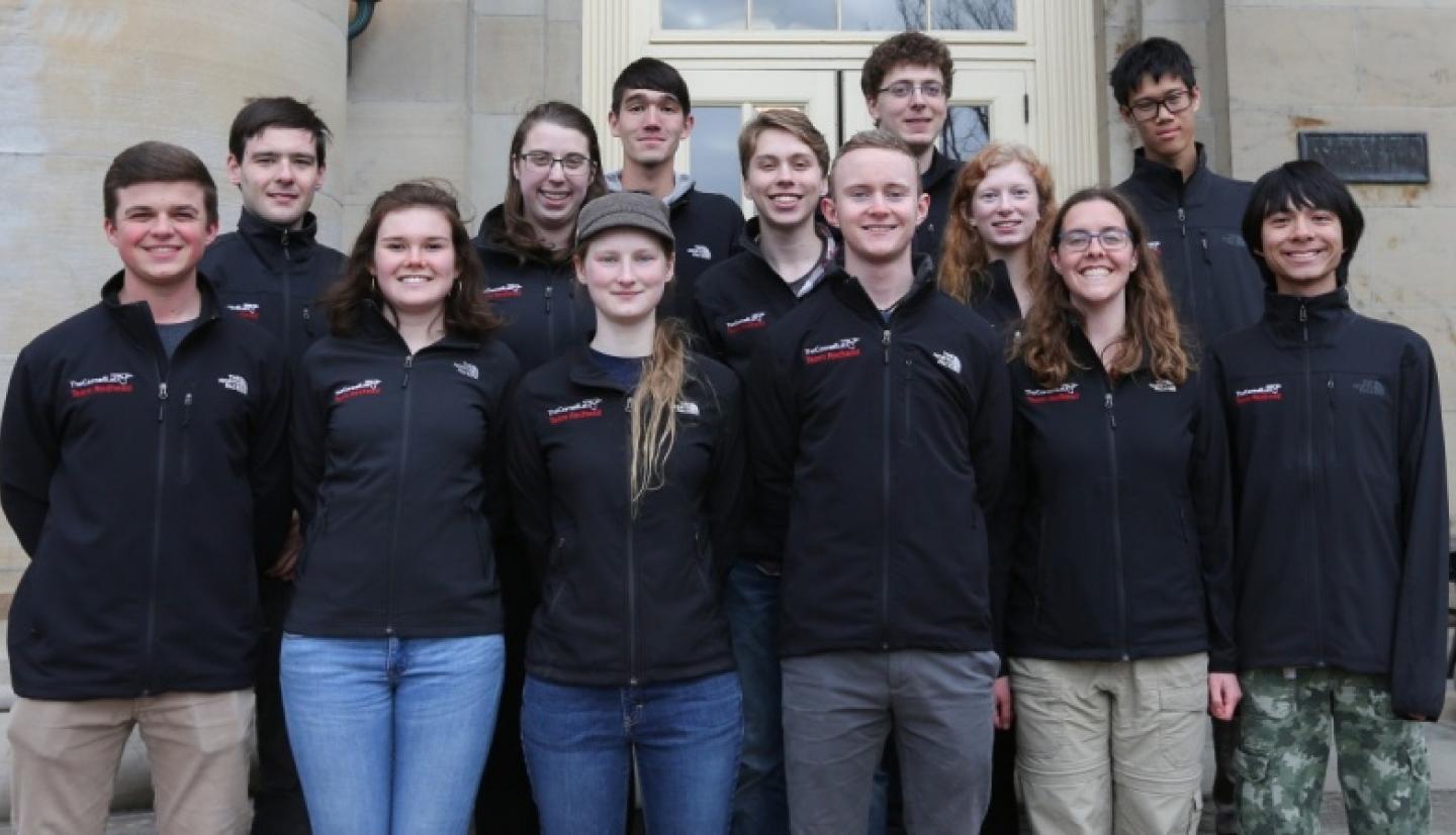 Members of the birding team pose for a picture 